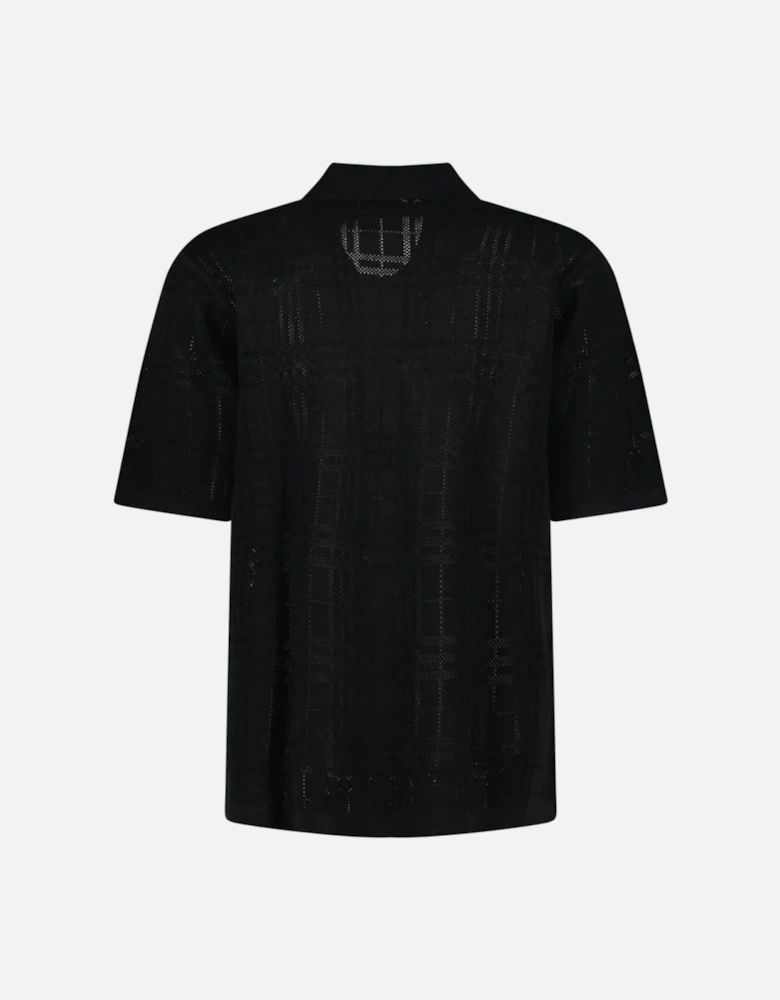 Brown Tristam Check Knitted Polo Black Polo Shirt