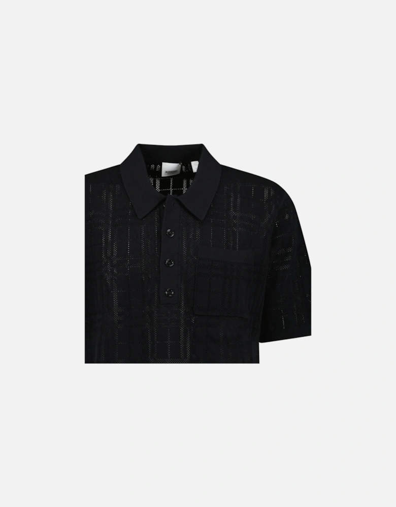 Brown Tristam Check Knitted Polo Black Polo Shirt