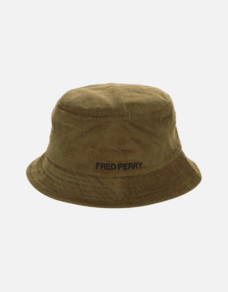 Branded Cord Waffle Style Green Bucket Hat