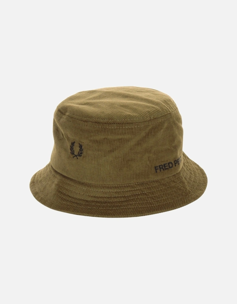 Branded Cord Waffle Style Green Bucket Hat