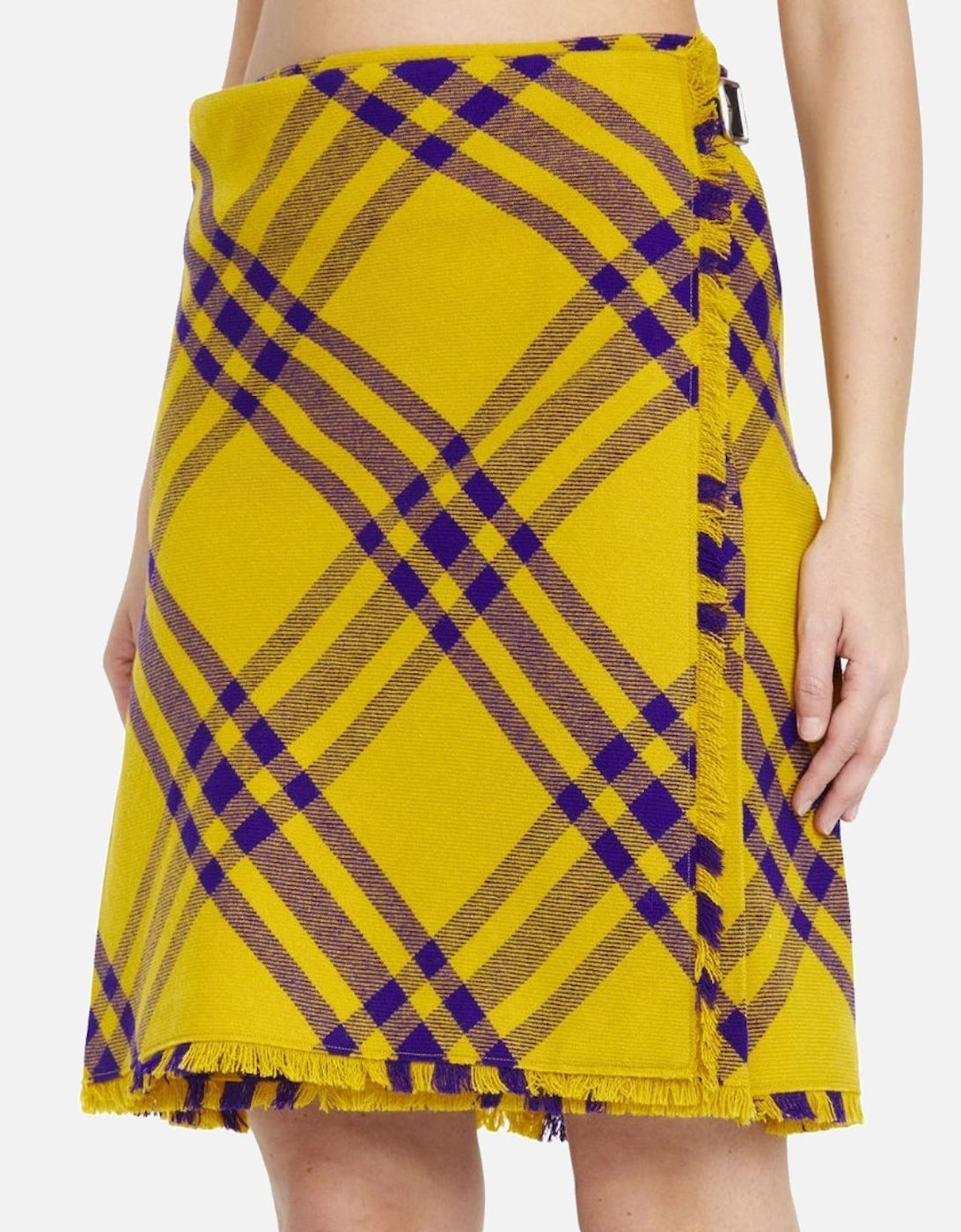 Yellow Check Wool Kilt Skirt