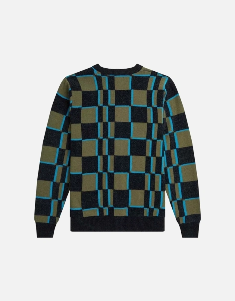 Glitch Chequerboard Black/Uniform Green Cardigan