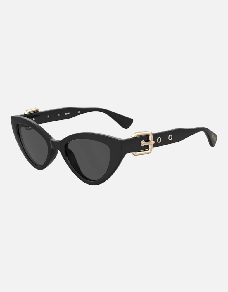 Cat Eyed Butterfly Grey Lensed Black Sunglasses