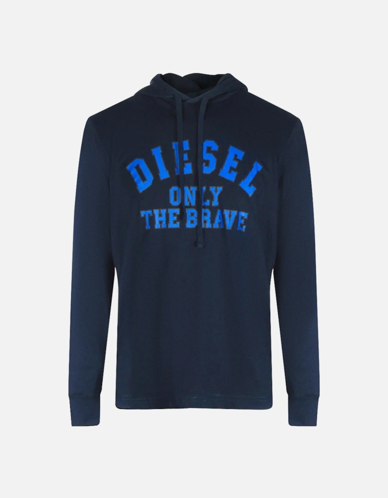 Logo Navy Blue Hooded T-Shirt