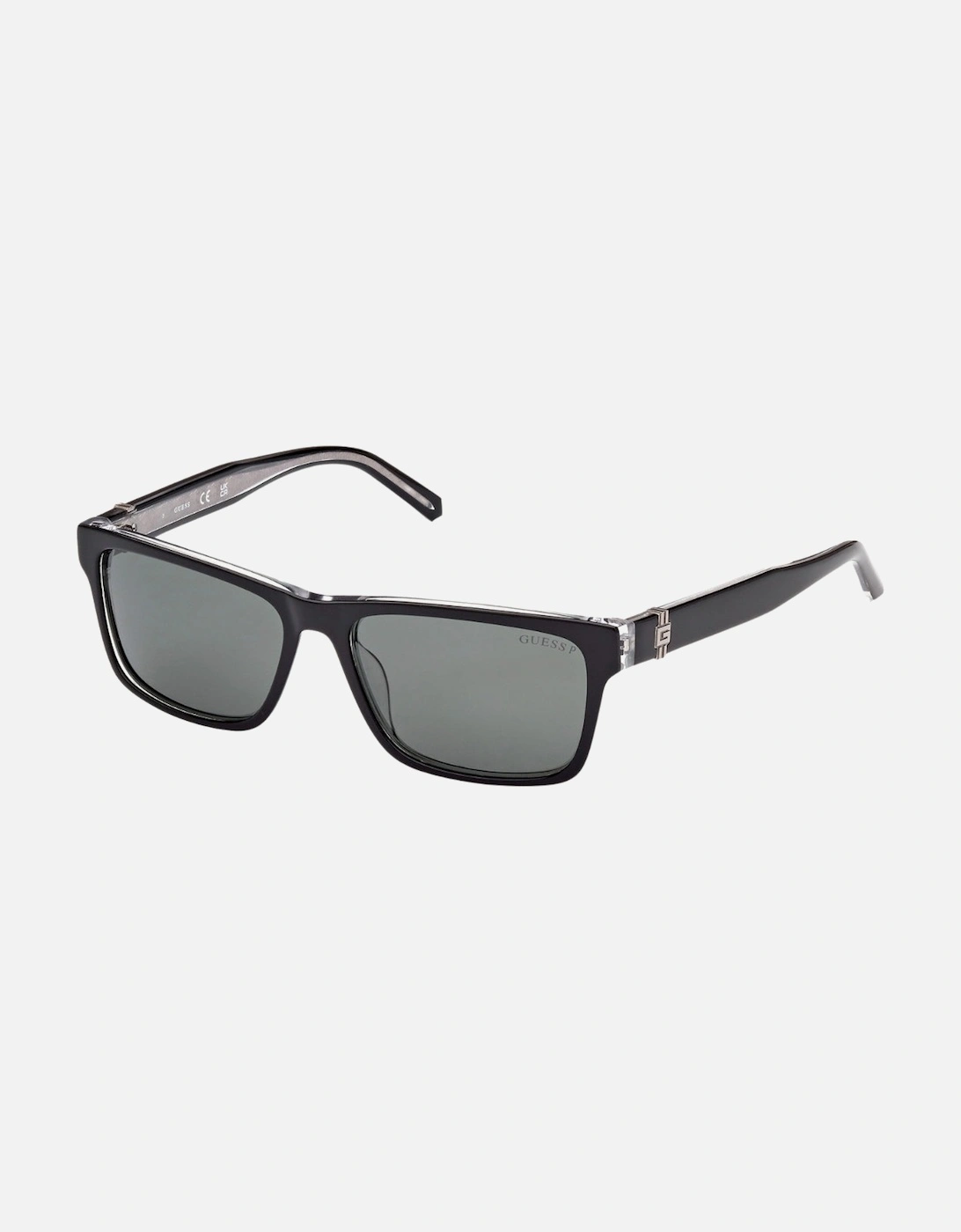 Green Polarised Lensed Shiny Black Clear Details Sunglasses, 2 of 1