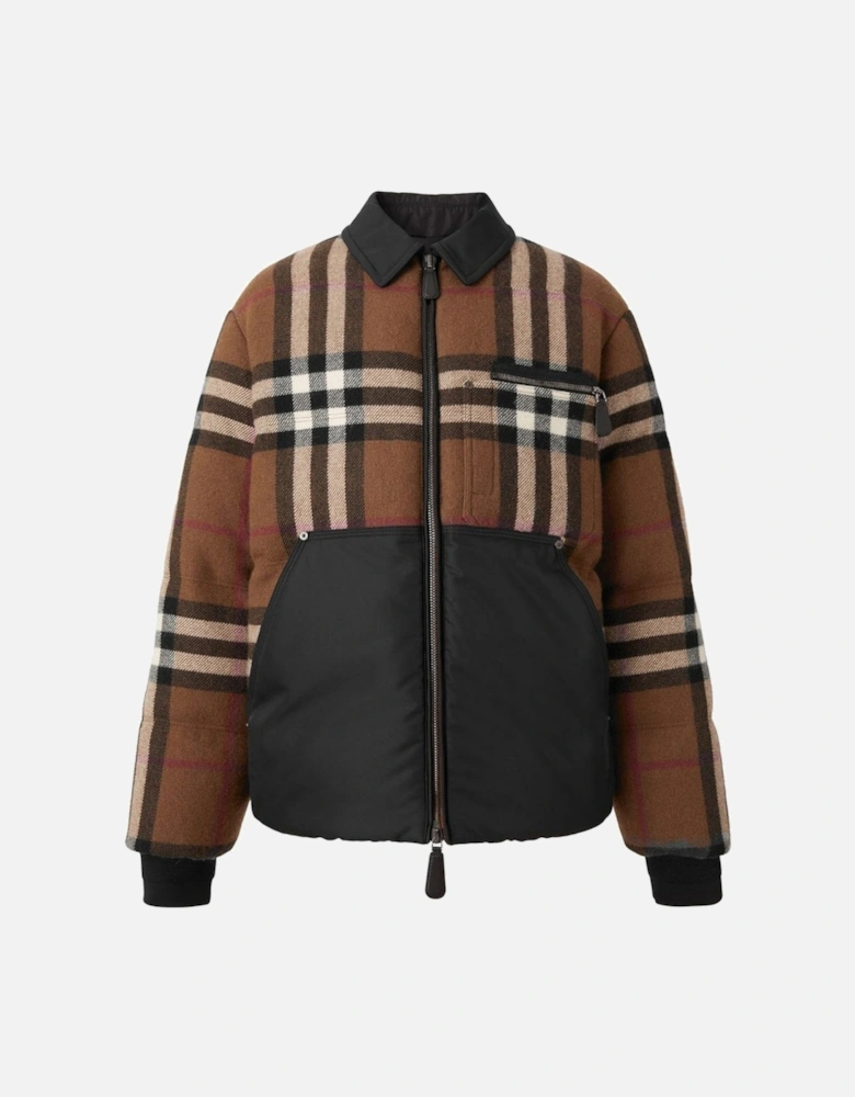 Check Down Puffer Jacket Birch Brown Padded Coat