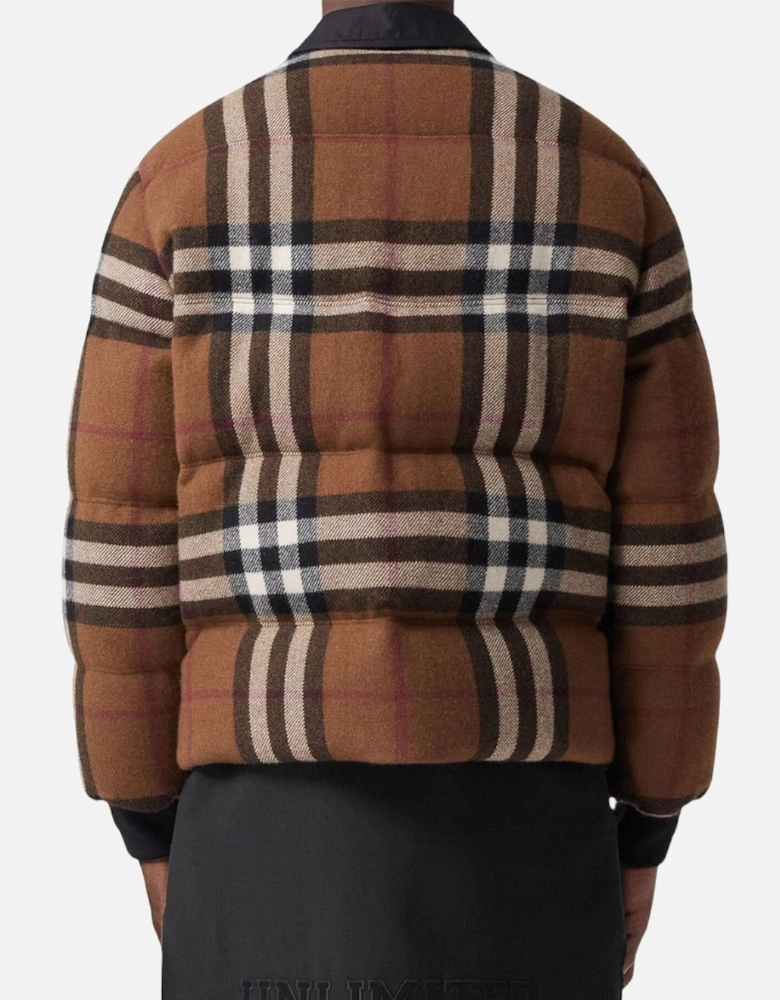 Check Down Puffer Jacket Birch Brown Padded Coat