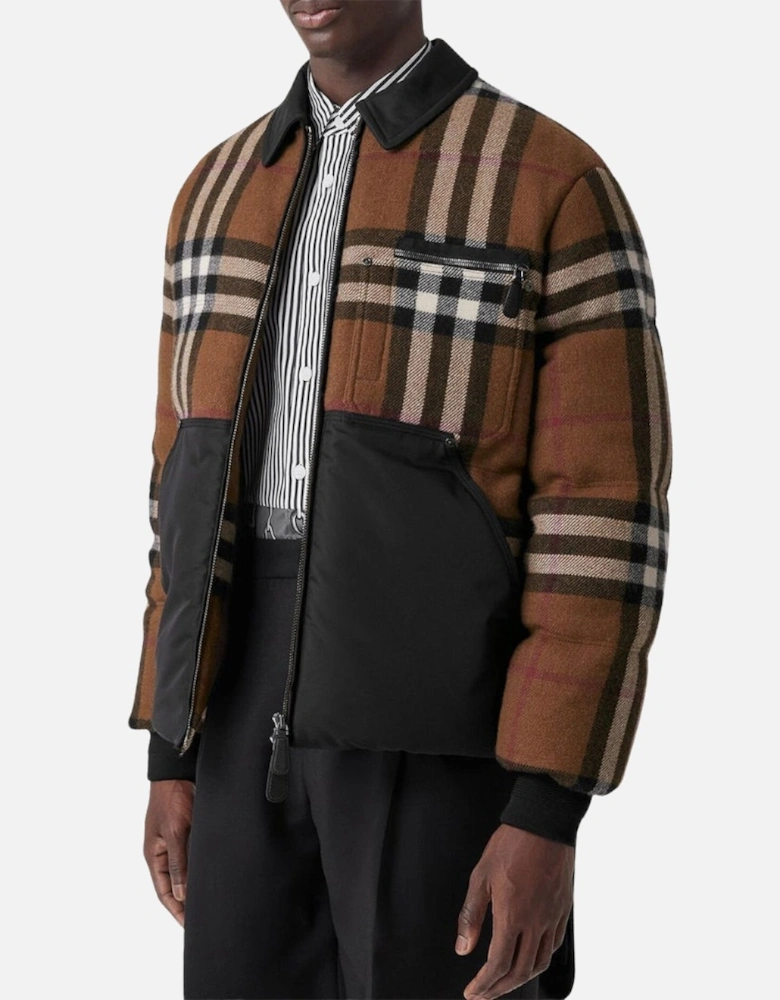 Check Down Puffer Jacket Birch Brown Padded Coat