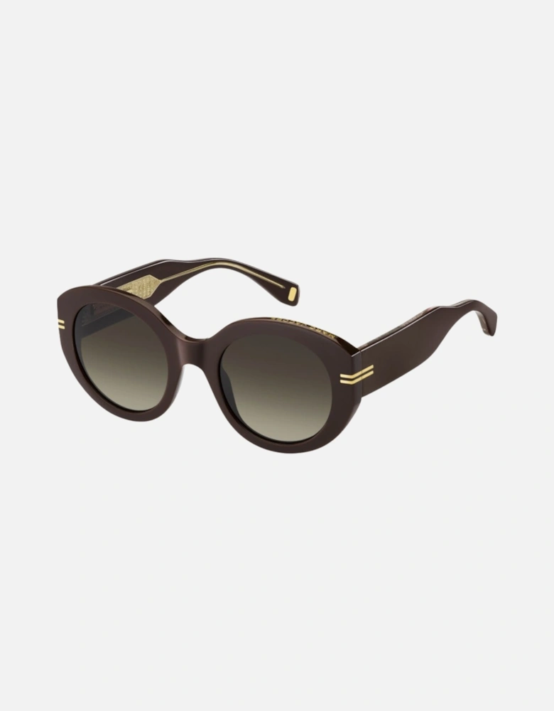 Brown Rounded Framed Brown Gradient Lensed Sunglasses