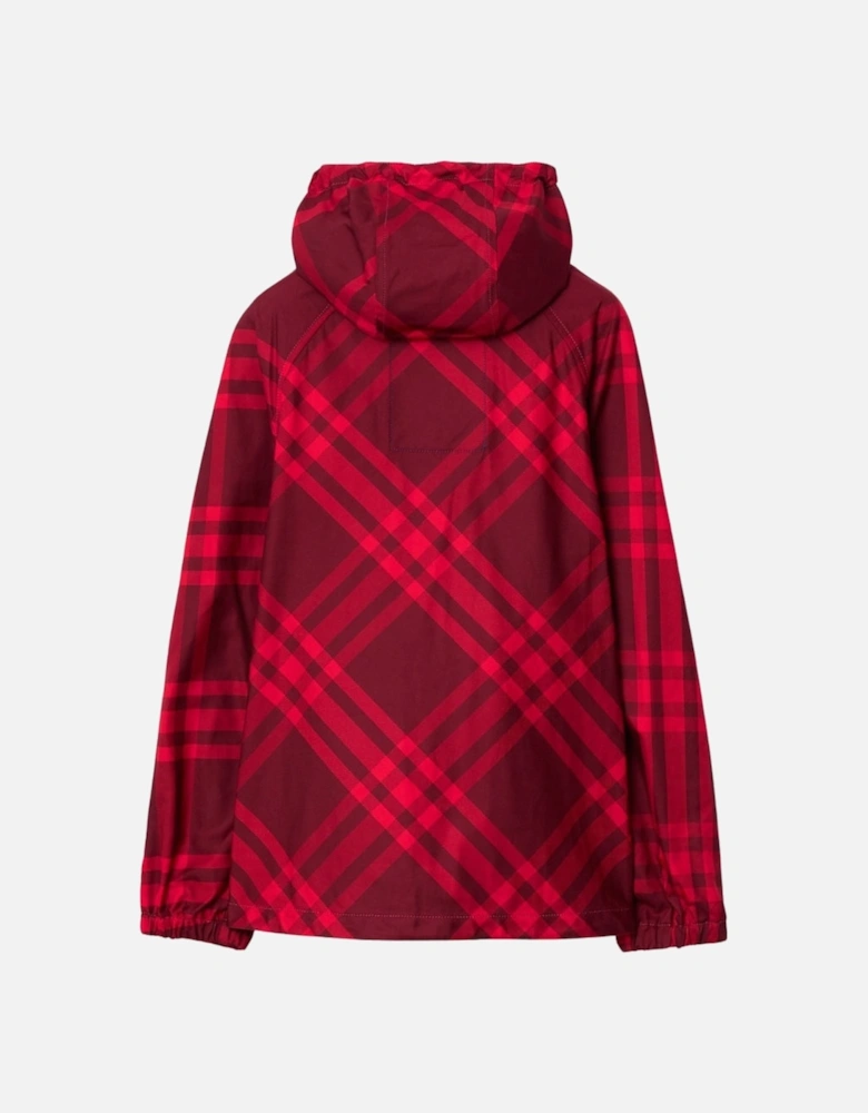 Check Nylon Hooded Jacket Red Check Jacket
