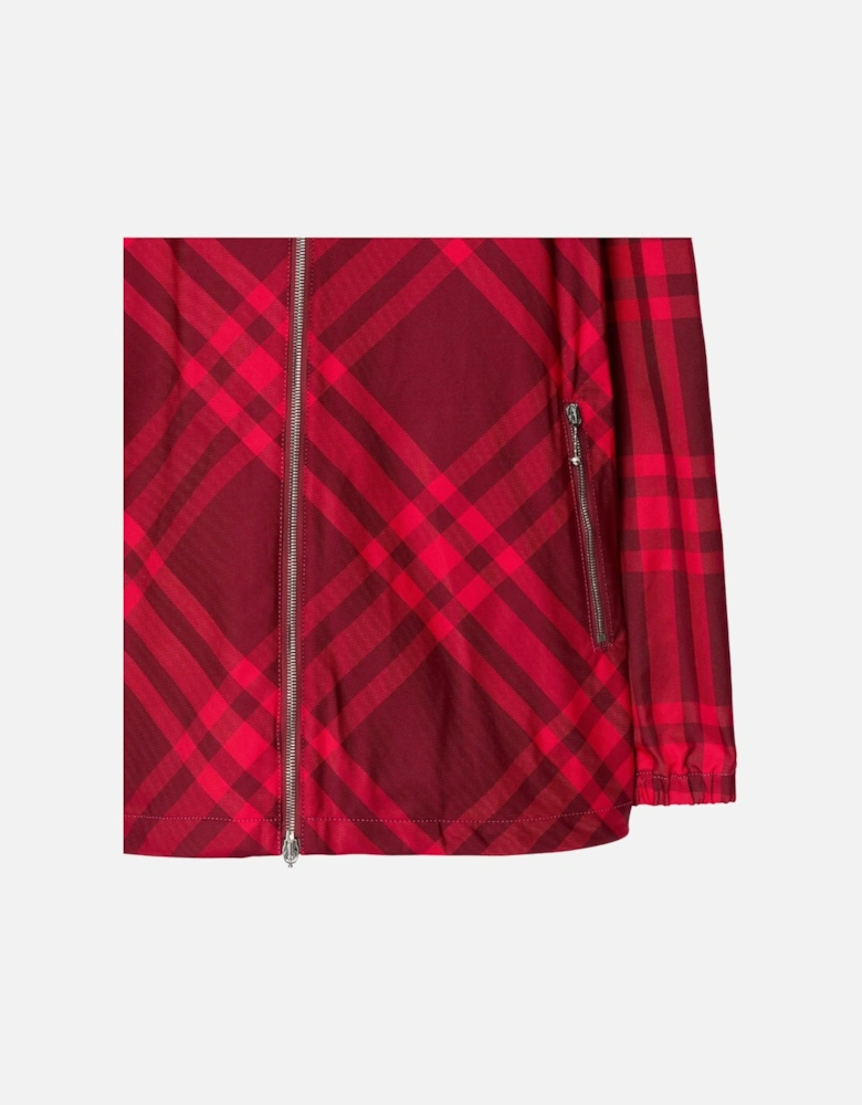 Check Nylon Hooded Jacket Red Check Jacket