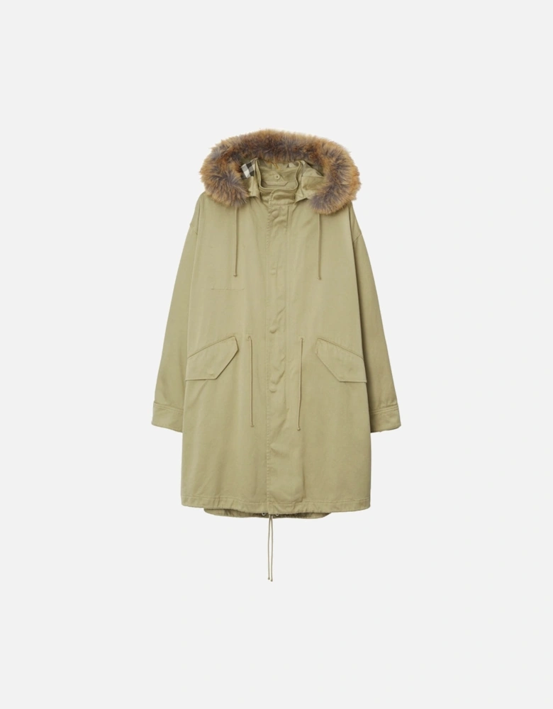 Faux Fur Cotton Parka Hunter Light Green Parka Jacket
