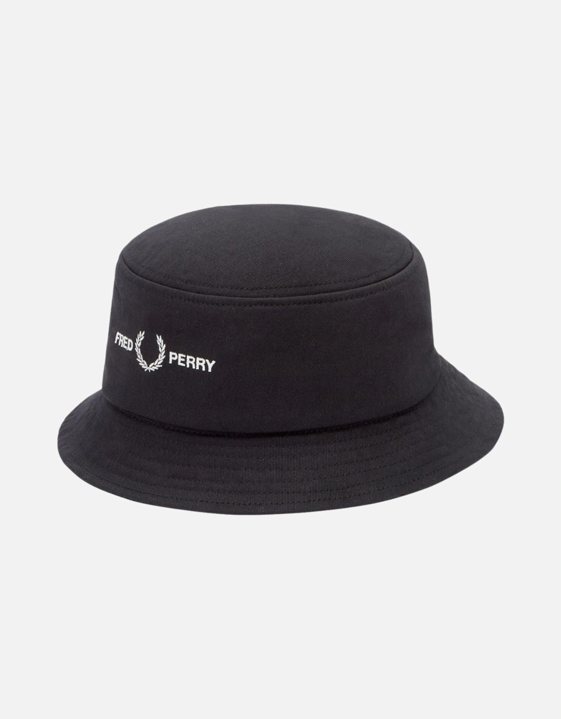 Graphic Branded Logo Twill Black Bucket Hat, 3 of 2