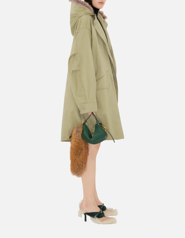Faux Fur Cotton Parka Hunter Light Green Parka Jacket