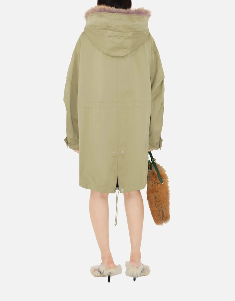 Faux Fur Cotton Parka Hunter Light Green Parka Jacket