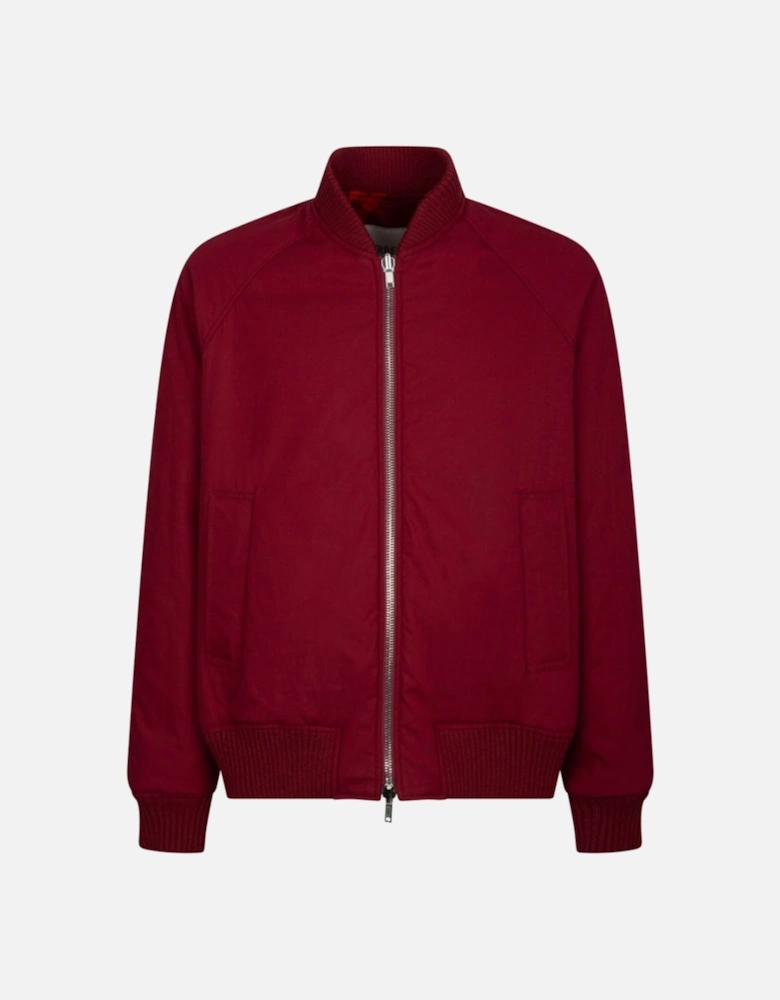 Reversible Check-Print Bomber Red Jacket