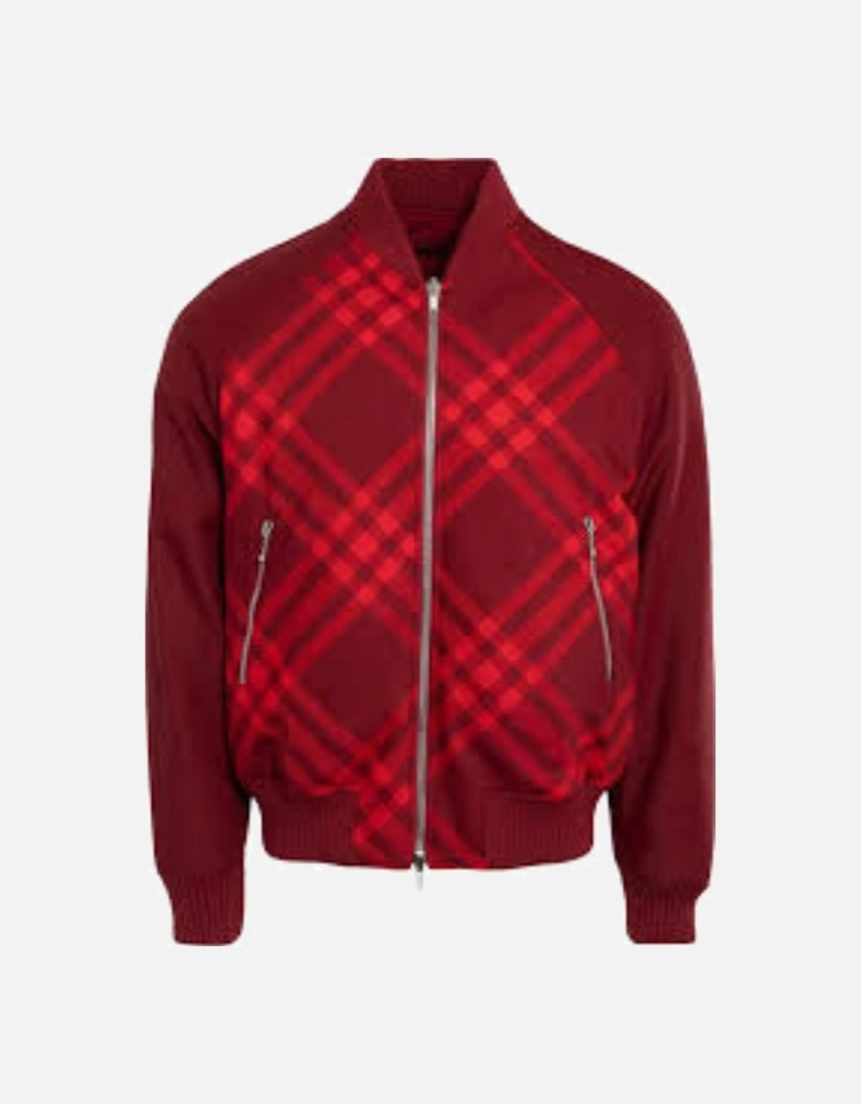 Reversible Check-Print Bomber Red Jacket