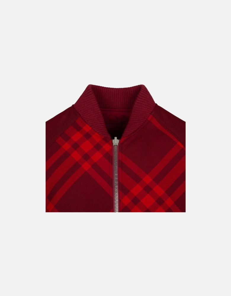 Reversible Check-Print Bomber Red Jacket