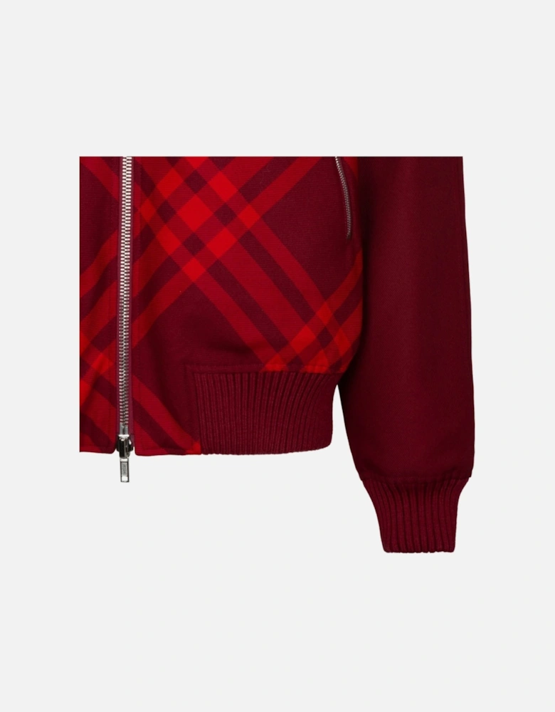 Reversible Check-Print Bomber Red Jacket