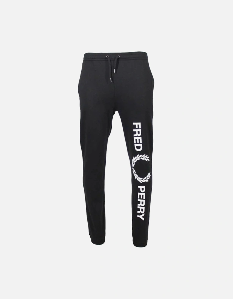 Large Branded Leg Black Sweatpants