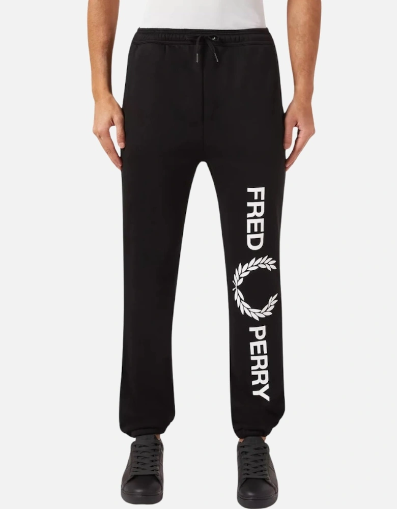 Large Branded Leg Black Sweatpants