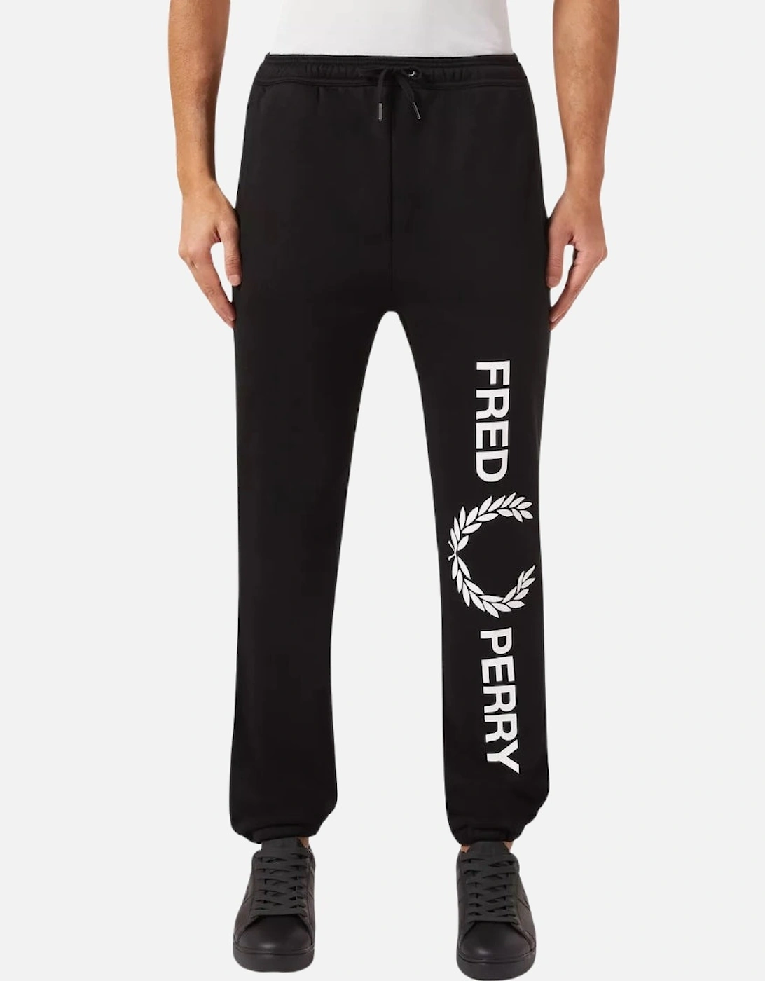 Large Branded Leg Black Sweatpants