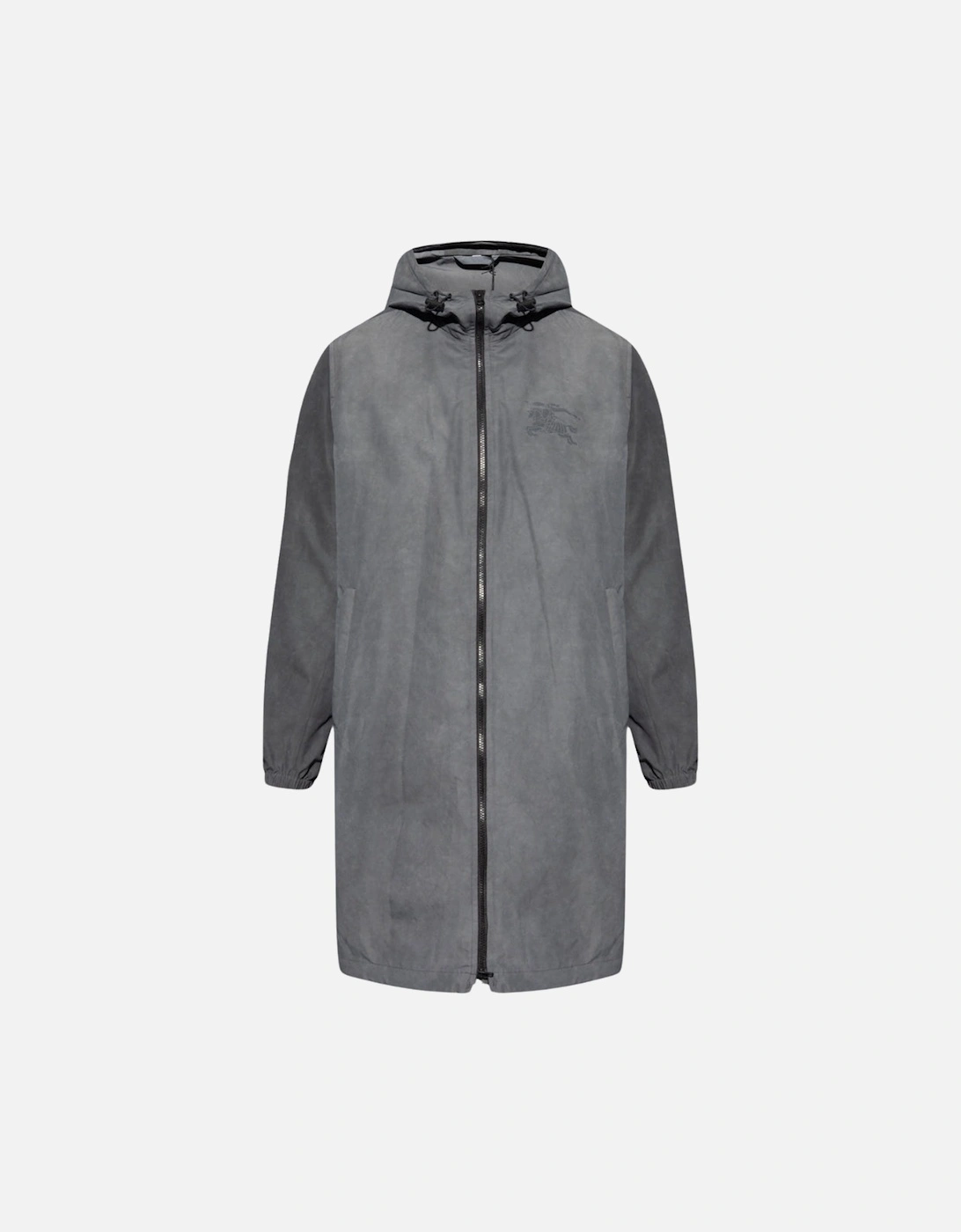 Logo Printed Grey Zipped Hooded Coat, 5 of 4