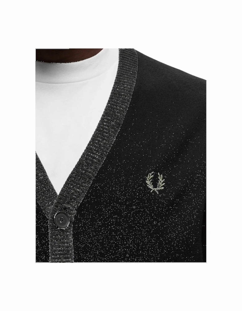 Black Chenille Placket Cardigan