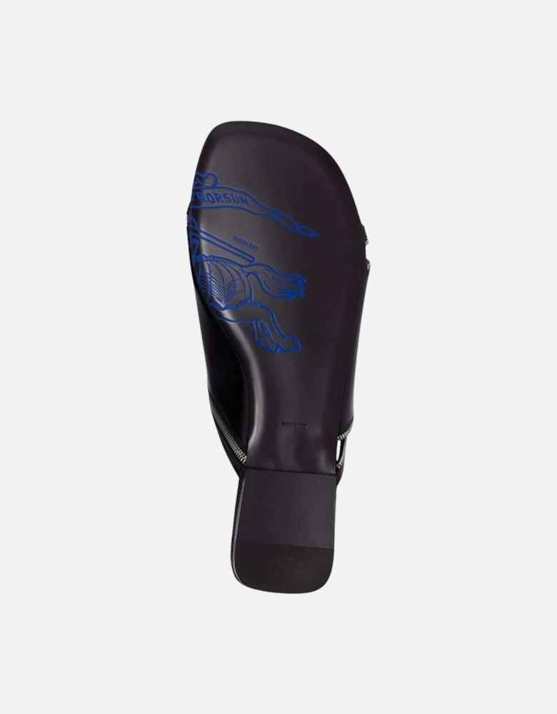 Peep Zip Flast Leather Sandals Black Peep Sandals