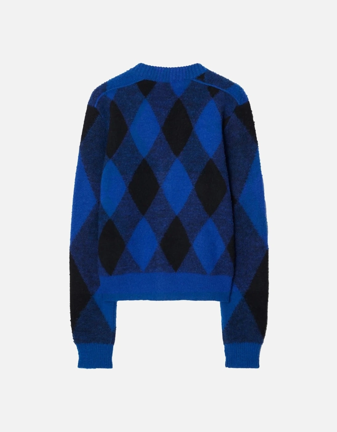 Large Check Crew Knit Blue Sweatshirt