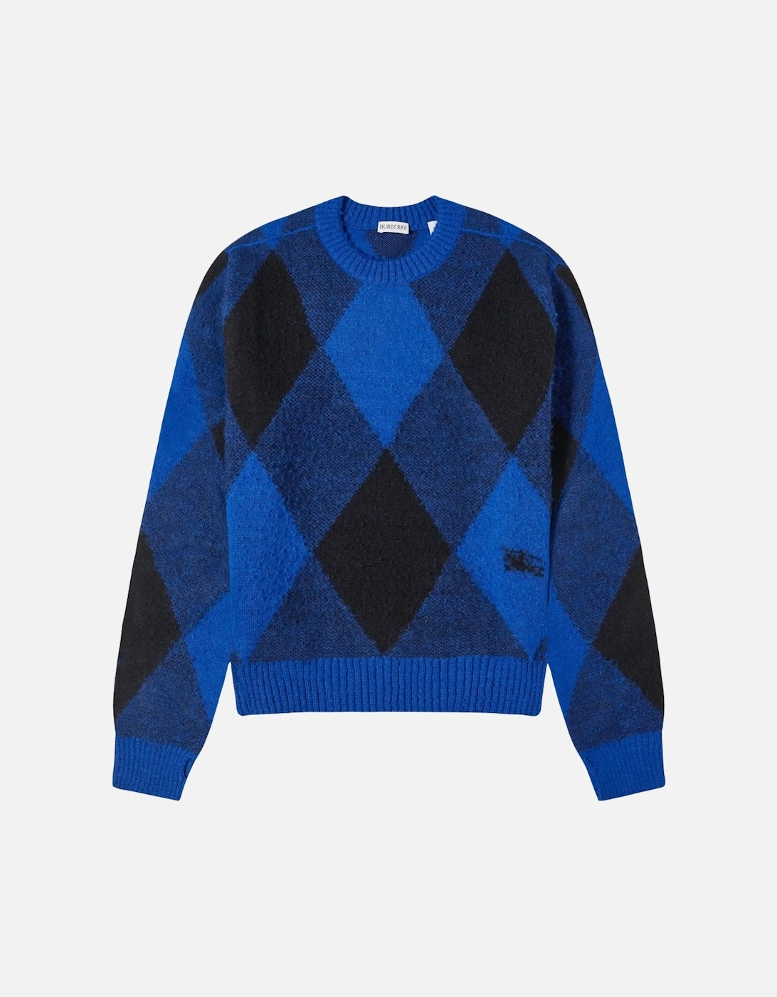 Large Check Crew Knit Blue Sweatshirt, 6 of 5
