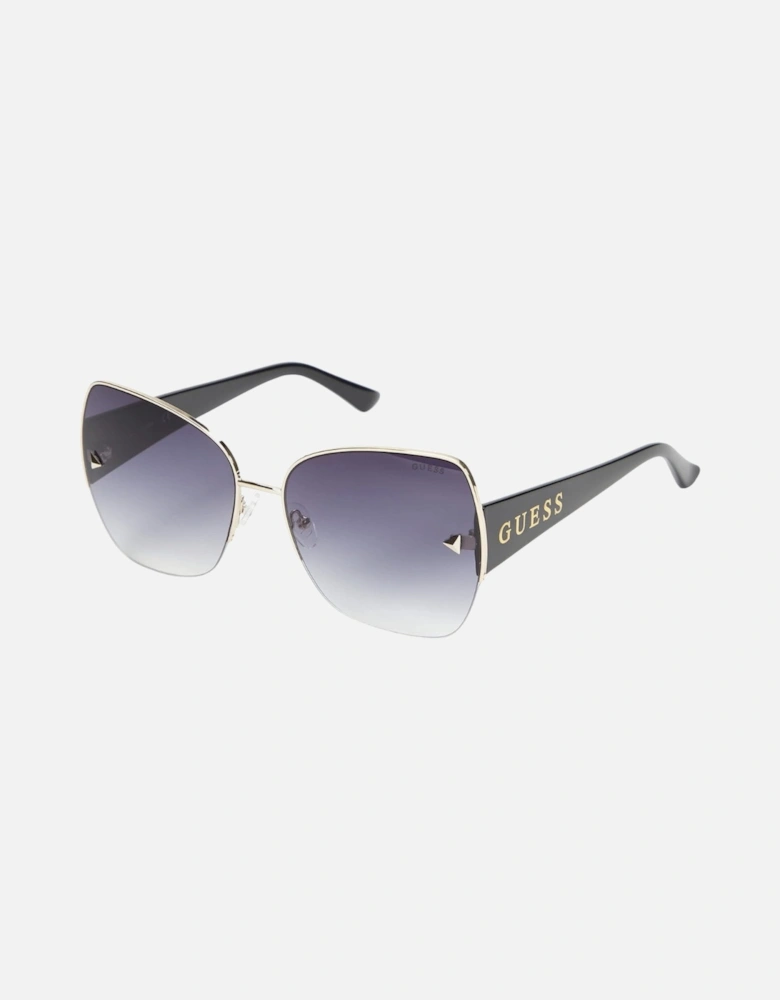 Gold Detail Black Frame Smoke Gradient Lens Sunglasses