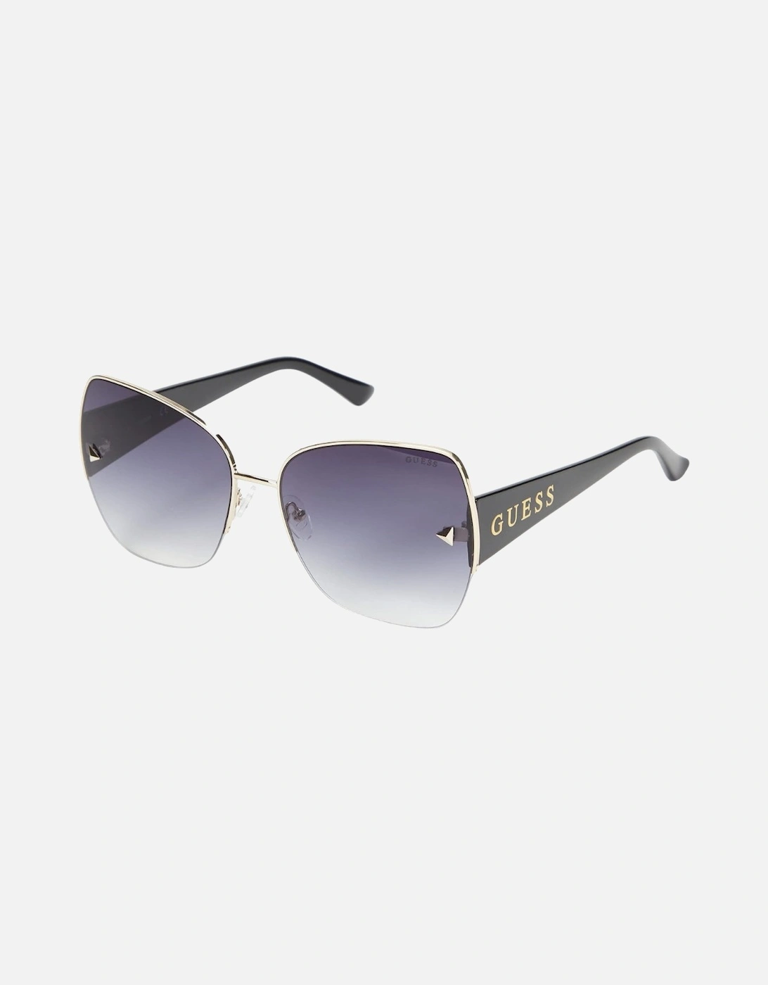 Gold Detail Black Frame Smoke Gradient Lens Sunglasses