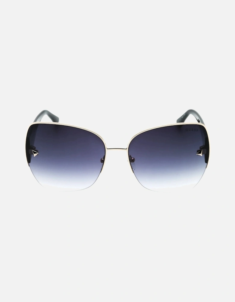 Gold Detail Black Frame Smoke Gradient Lens Sunglasses