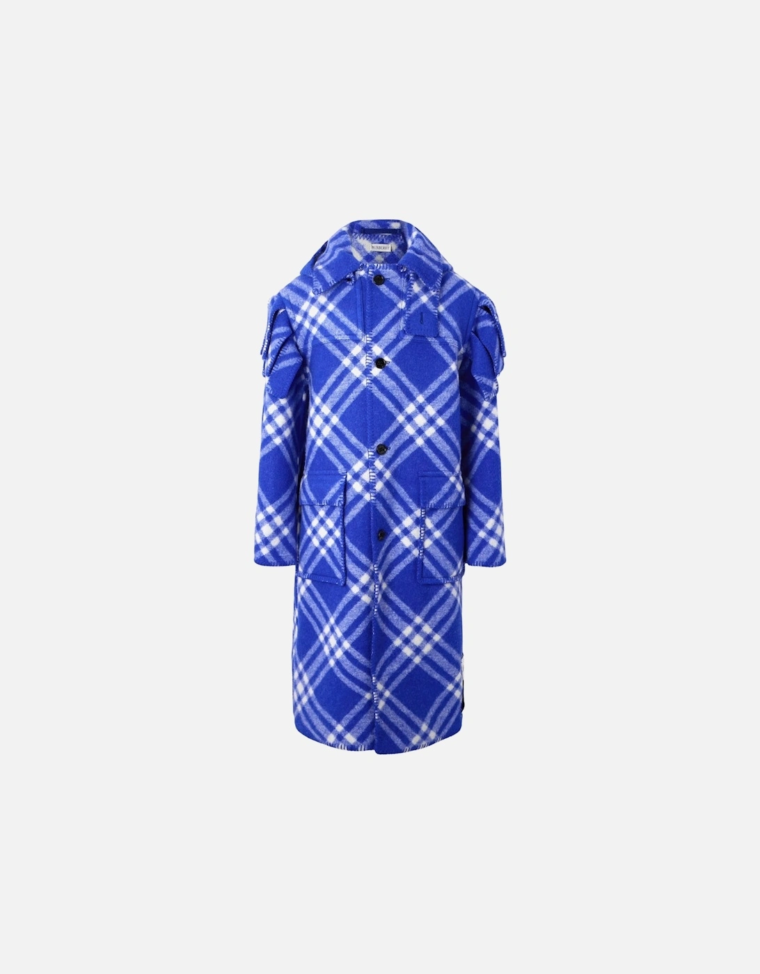 Blue Check Wool Cape Parka Jacket, 5 of 4
