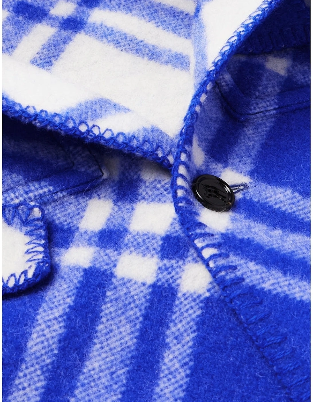 Blue Check Wool Cape Parka Jacket