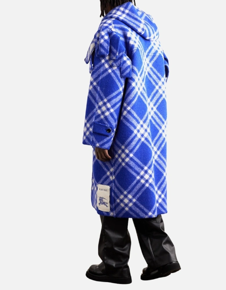 Blue Check Wool Cape Parka Jacket