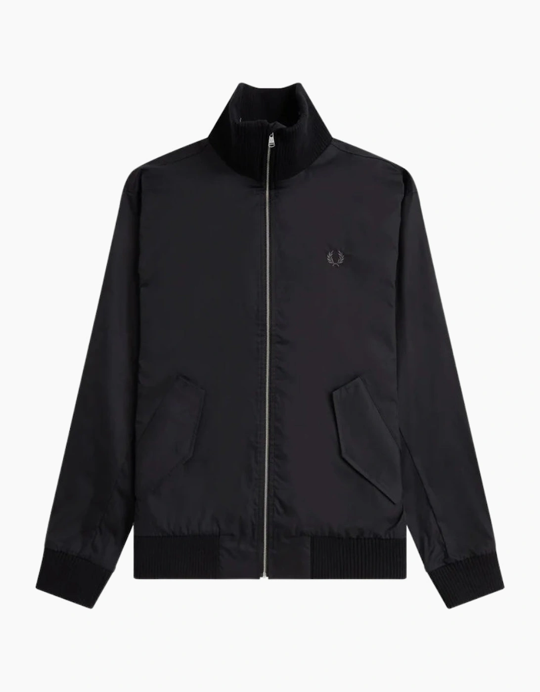 Men's Fred Perry Black Knitted Rib Tennis Bomber Jacket - Size: 40/Regular