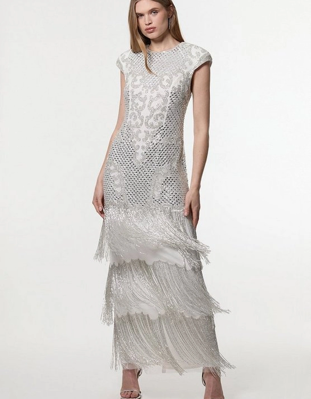Crystal Embellished Fringe Maxi Dress, 5 of 4