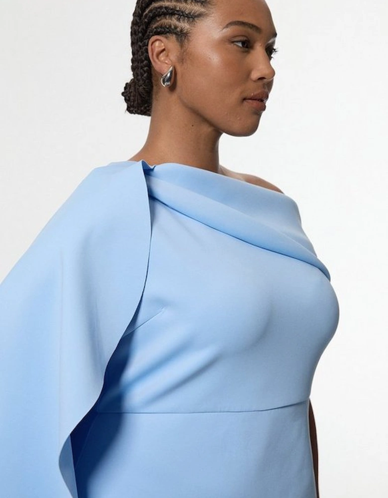 Plus Size Scuba Drama Shoulder Detail Woven Midi Dress
