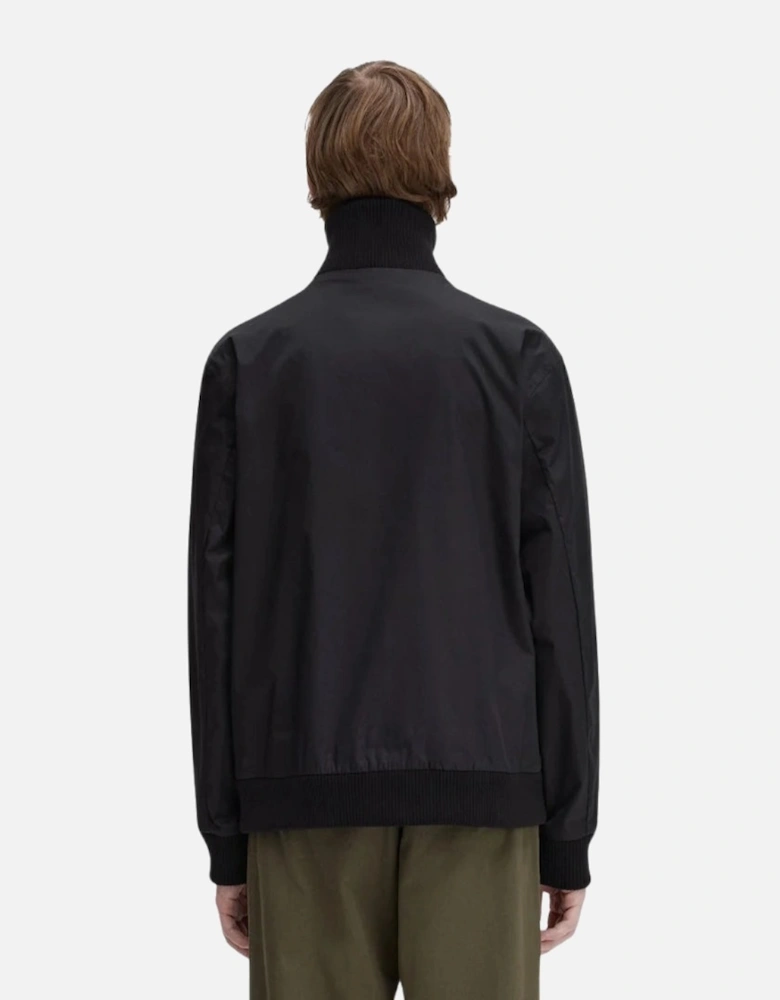 Black Knitted Rib Tennis Bomber Jacket