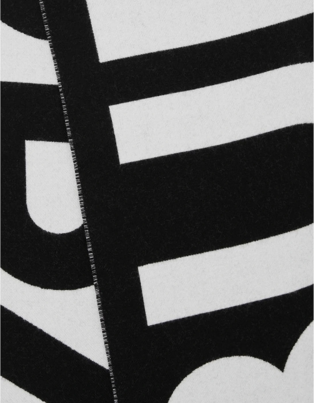 Logo-Jacquard Black Wool Scarf