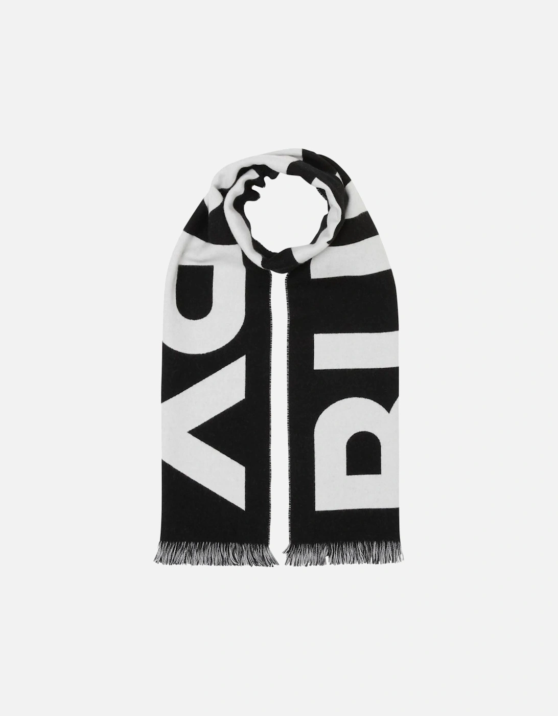 Logo-Jacquard Black Wool Scarf, 5 of 4