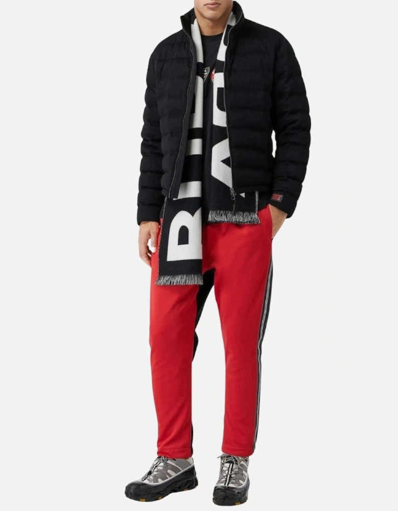 Logo-Jacquard Black Wool Scarf
