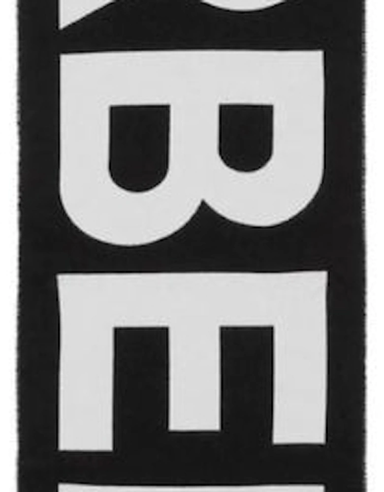 Logo-Jacquard Black Wool Scarf