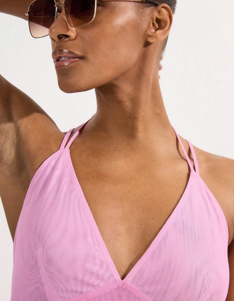 Ombre Mesh Strappy Beach Dress