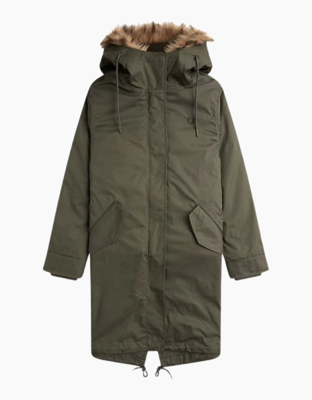Men's Fred Perry Field Green 2 in 1 Zip-In Liner Parka Jacket - Tan - Size: 42/Regular