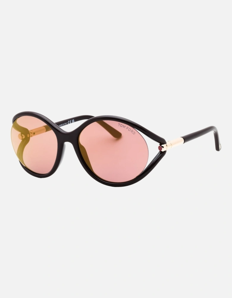 Shiny Dark Brown Frame Rose Brown Lens Sunglasses