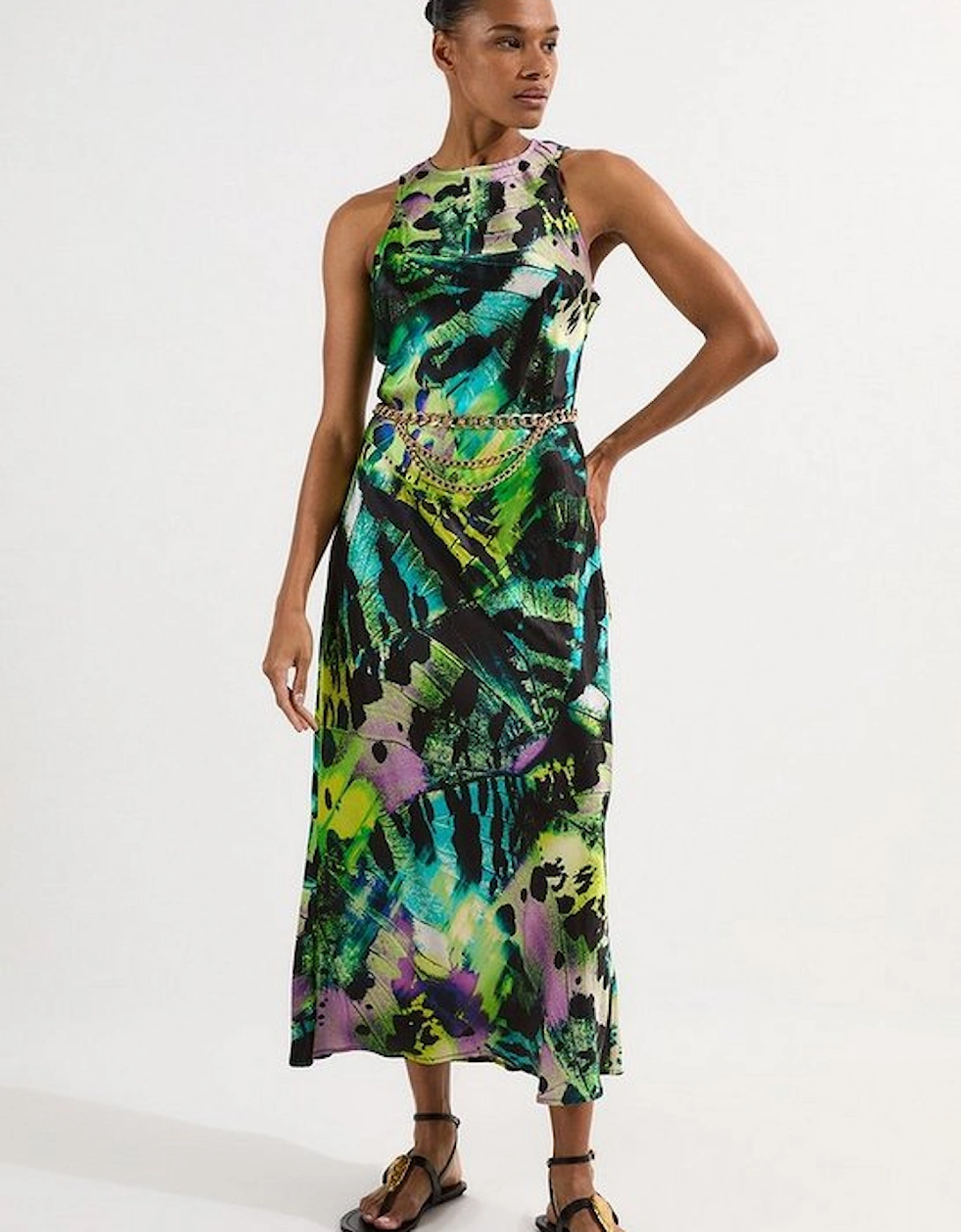 Butterfly Viscose Satin Maxi Dress, 5 of 4