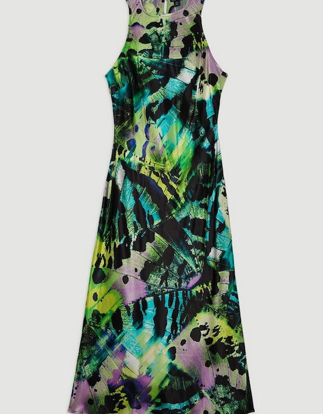 Butterfly Viscose Satin Maxi Dress
